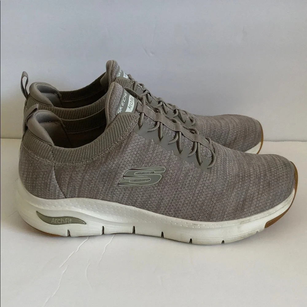 Skechers Arch Fit Men's Slip-On Sneakers in Taupe Gray